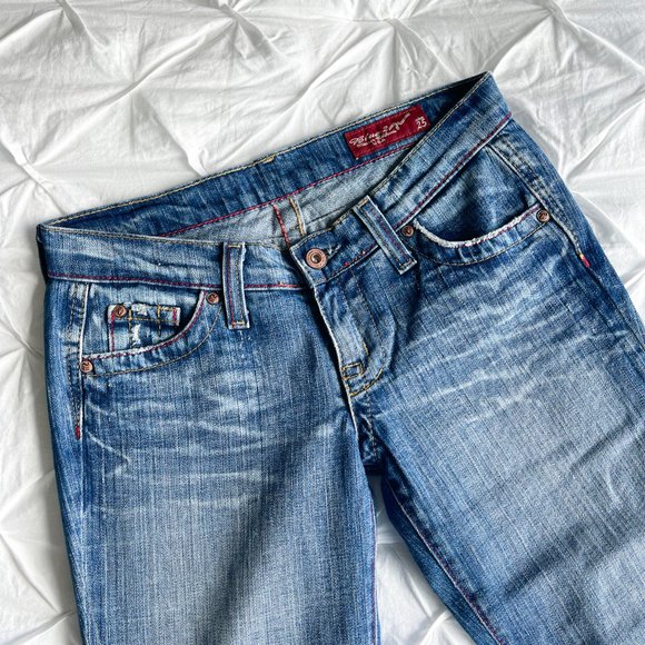 B2 Blue 2 Cult California Bootcut Flare Distressed Jeans Medium Wash y2k vintage - Picture 4 of 7